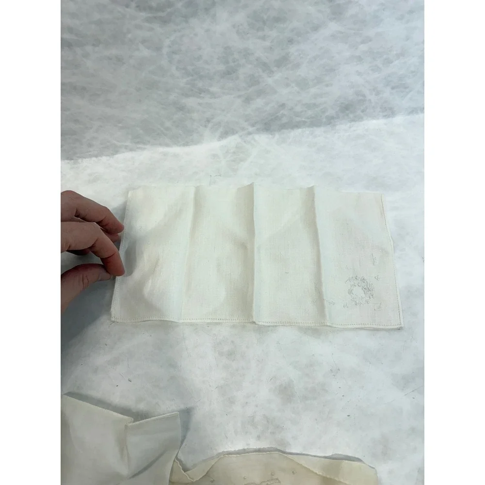 Vintage Handkerchief‎ Lot 5pc Embroidered Floral Lace Rayon White Cream Red